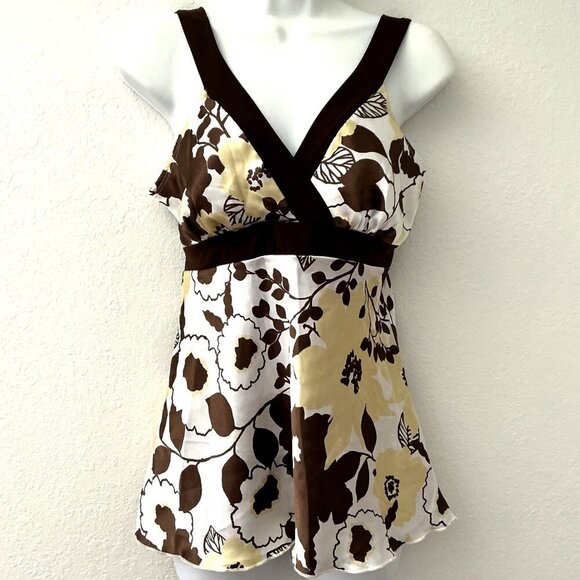 Y2K TEMPTED FLORAL TIE BACK TOP EUC - Picture 1 of 12
